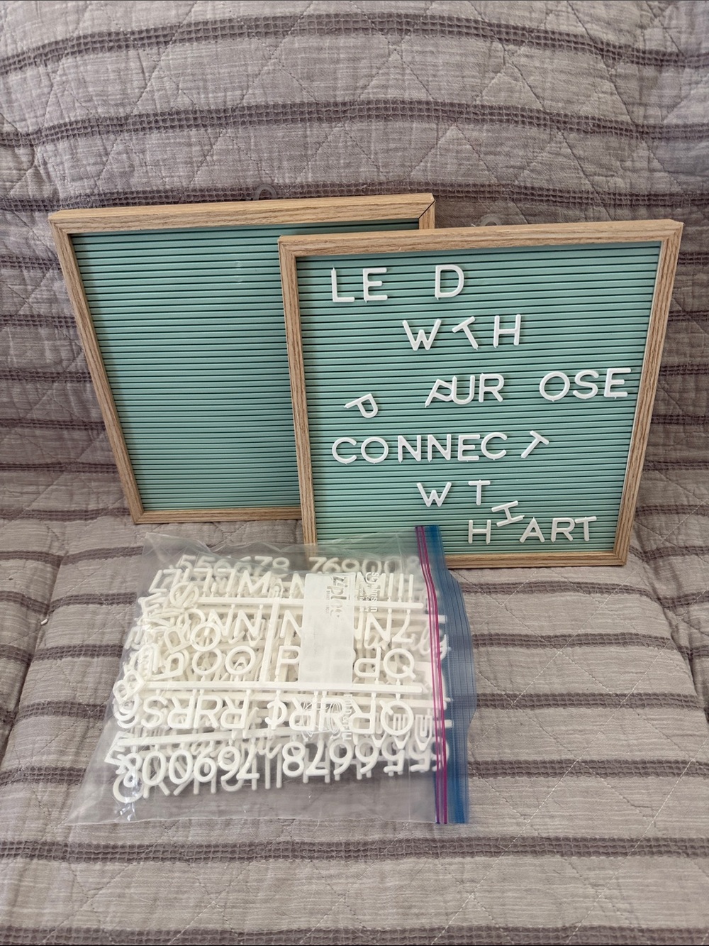 Wood Frame Teal Letter Board with White Letters - Home Accents